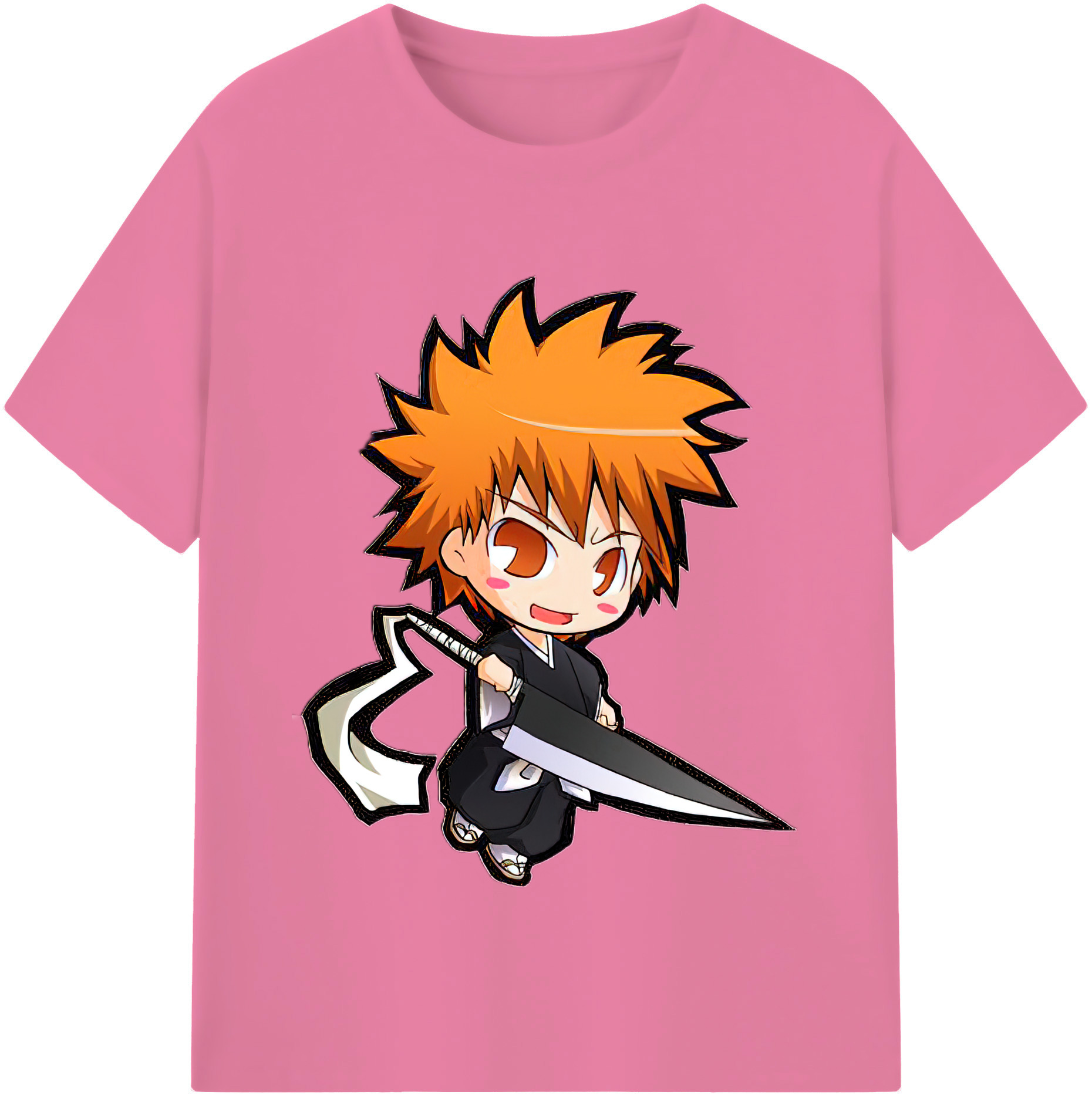 （画像用） ブリーチ 黒崎一護（くろさき いちご）BLEACH Kurosaki Ichigo 綿100％半袖Tシャツ（フロントプリント）